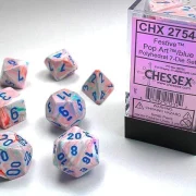 Festive Pop Art/Blue Mini Polyhedral 7-Die Set