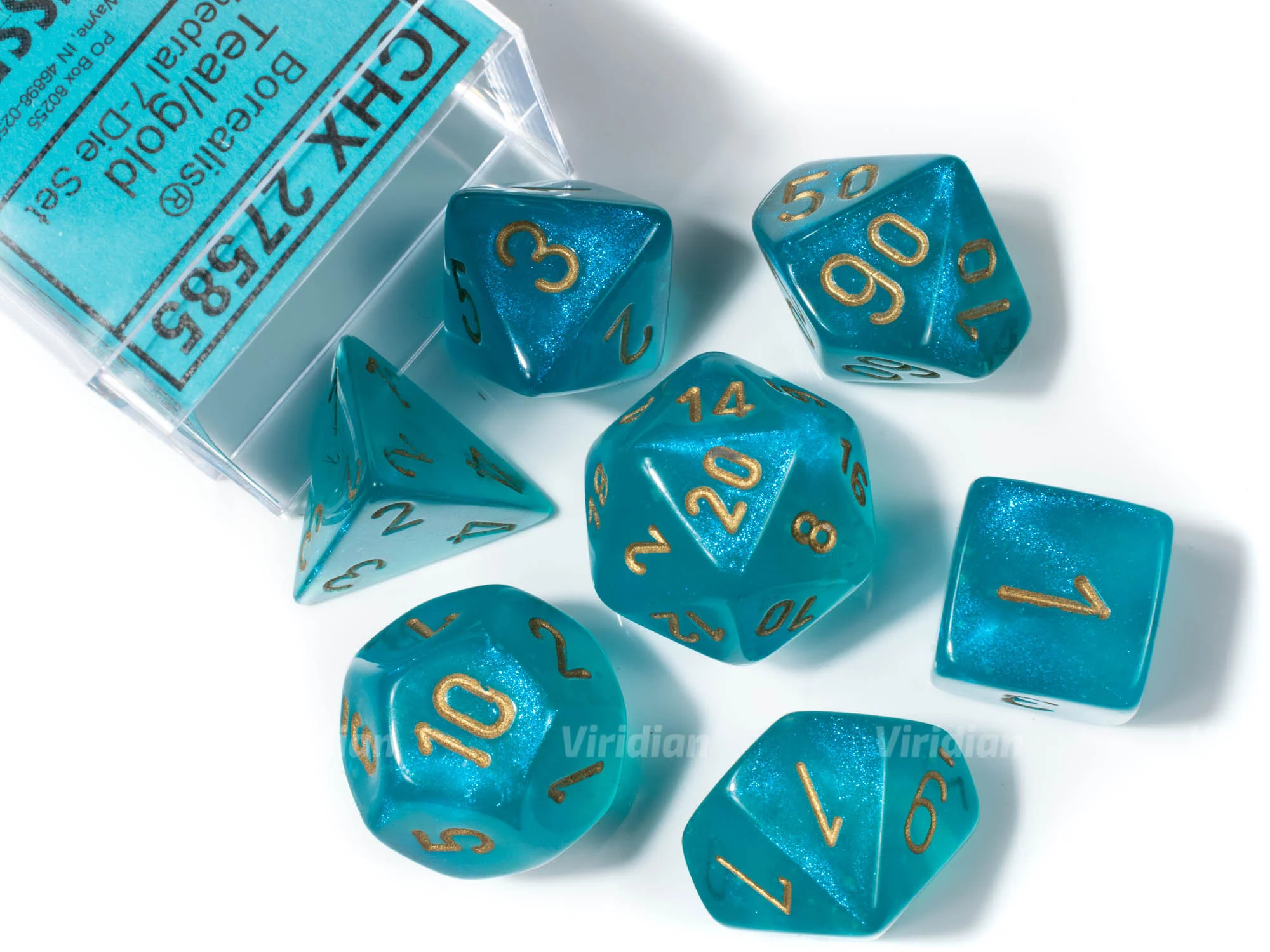 Borealis Luminary Teal/Gold Polyhedral 7-Die Set