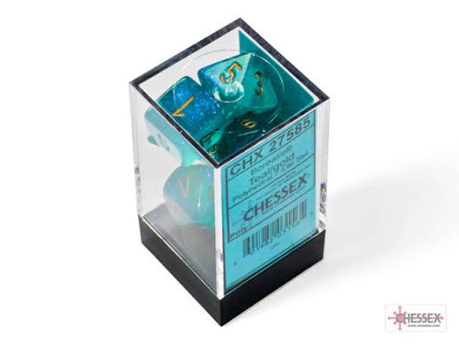 Borealis Luminary Teal/Gold Polyhedral 7-Die Set