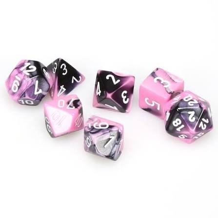 Gemini Black-White/Pink Polyhedral 7-Die Set